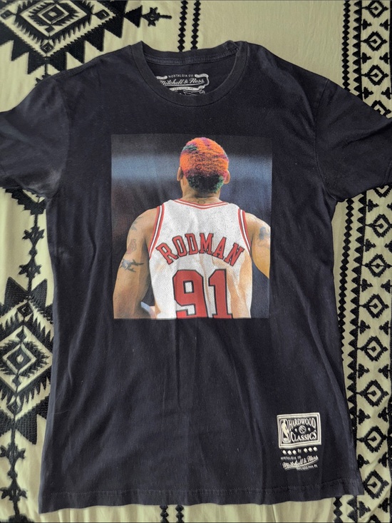 Mitchell & Ness Other - Mitchell & Ness Black Rodman 91 Graphic Tee with Multicolor Hair Print
